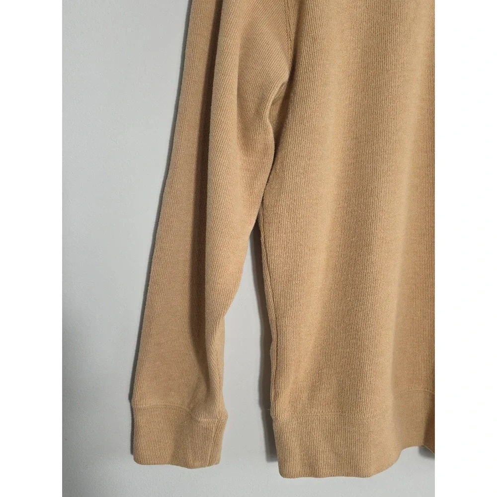 Lands End Mens Small Quarter Zip Pullover Sweater Tan Cotton Blend Casual